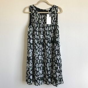 Joie Silk Pleated Dress - Size M - Black and Green